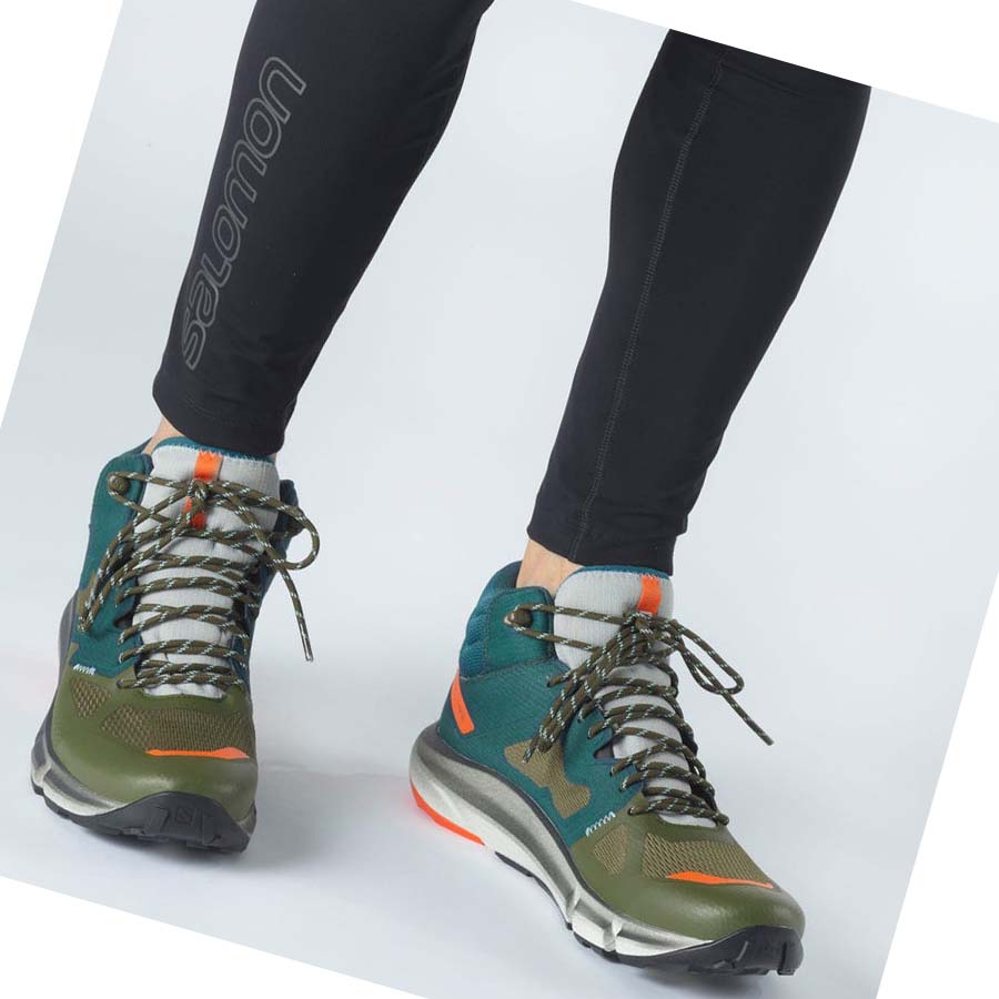 Tenis Senderismo Salomon PREDICT HIKE MID GORE-TEX Hombre Verdes Oscuro Verde Oliva | MX 3545ILH